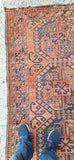 Antique Ersari Oriental Rug Hand Knotted All Wool Circa 1880 About 4' X 8'
