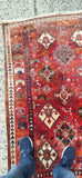 Vintage Hand Knotted Kashkuli wool foundation tribal Oriental Rug 3-5 x 5-0