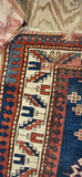 Antique Kazak Oriental 3-10 x 6-2 with Wool Foundation Circa 1880's