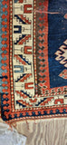 Antique Kazak Oriental 3-10 x 6-2 with Wool Foundation Circa 1880's