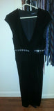 Ladies black velvet Magaschoni Collection cocktail dress with rhinestones size 6
