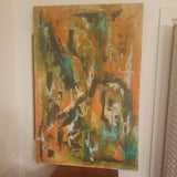 Colorful Mid century Modern Abstract painting Signed