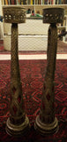 Pair of Tall Metal and Red Glass Indian Candle Holders