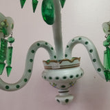 Pair Of 3 Light  Crystal Overlay White And Green Sconces - Diamonds Sapphires Rubies Emeralds