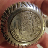 Set Of 2 Antique Sterling Silver Small Dishes With Spanish Coins Marked 1792