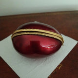 Vintage Enamel Egg Box Maroon - Diamonds Sapphires Rubies Emeralds