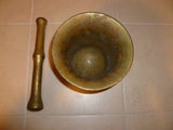 Antique Solid Brass Vintage Mortar & Pestle Heirloom - Diamonds Sapphires Rubies Emeralds