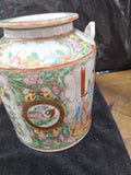 Antique Chinese Teapot Porcelain 6.5" Tall X 6" Diameter - Diamonds Sapphires Rubies Emeralds