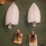 Pair of Mid Century Modern Vintage Italian Crystal Art Glass Sconces - Diamonds Sapphires Rubies Emeralds