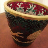 Antique Museum Bohemian Ruby Raised Gold Glass