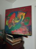 Mid Century Modern Abstract Expressionist Painting Signed - Diamonds Sapphires Rubies Emeralds