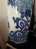 Pair Of Vintage Chinese Porcelain Blue And White Lamps