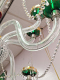 Czechoslovakian 1950 Overlay 12 Light Chandelier