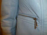 Ladies Light Blue Vince Camuto Size 2 Faux Leather Jacket - Diamonds Sapphires Rubies Emeralds