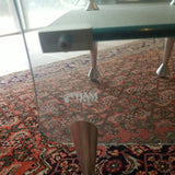 Modernist Scupltural Glass Signed Tea Cart