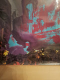 Vintage Mid Century Modern Surrealist Abstract Painting Under Glass
