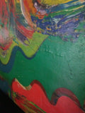Mid Century Modern Abstract Expressionist Painting Signed - Diamonds Sapphires Rubies Emeralds