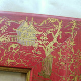 vintage chinoiserie Red Lacquer Designer Frame