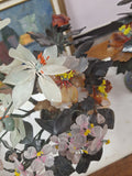 2 Hand Painted Japanese Flower Pots With Artificial Flowers With Jade 3.5" Diam