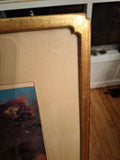 Vintage Mid Century Modern Surrealist Abstract Painting Under Glass
