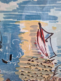 Vintage Nude Girl Raoul Dufy Lithograph Beach Scene Designer Frame