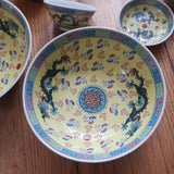 Mid century Modern Vintage Chinese porcelain Dragon Dish Set of 36 pieces