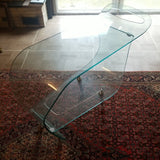 Modernist Scupltural Glass Signed Bar Cart