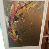 A Mid Century Modern Gold Abstract Oil Drip