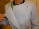 Ladies Light Blue Vince Camuto Size 2 Faux Leather Jacket - Diamonds Sapphires Rubies Emeralds