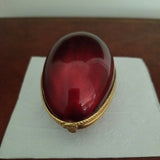 Vintage Enamel Egg Box Maroon - Diamonds Sapphires Rubies Emeralds