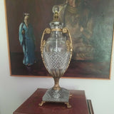 Antique Baccarat Neoclassical Crystal and Bronze Urn