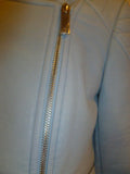 Ladies Light Blue Vince Camuto Size 2 Faux Leather Jacket - Diamonds Sapphires Rubies Emeralds