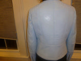 Ladies Light Blue Vince Camuto Size 2 Leather Jacket - Diamonds Sapphires Rubies Emeralds