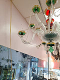 Czechoslovakian 1950 Overlay 12 Light Chandelier