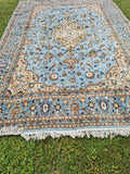 Vintage 1960's Oriental Rug Geometric Design Hand Knotted 100% Wool Finely Woven
