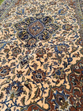 Vintage NOS Oriental Rug Always Hung Silk Flower Wool Hand Knotted 4' 5" X 6' 7"