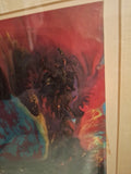 Vintage Mid Century Modern Surrealist Abstract Painting Under Glass