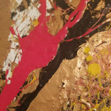 A Mid Century Modern Gold Abstract Oil Drip