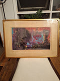 Vintage Mid Century Modern Surrealist Abstract Painting Under Glass