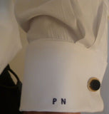 Paul Fredrick 80's Two Ply Pinpoint Oxford White Monogrammed PN French Cuffs