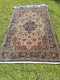 Vintage NOS Oriental Rug Always Hung Silk Flower Wool Hand Knotted 4' 5" X 6' 7"