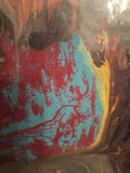 Vintage Mid Century Modern Surrealist Abstract Painting Under Glass