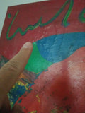 Mid Century Modern Abstract Expressionist Painting Signed - Diamonds Sapphires Rubies Emeralds