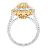 18K White & Yellow Gold Heart Shape Yellow Diamond Ring Size 6.5 GIA CERTIFIED