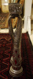 Pair of Tall Metal and Red Glass Indian Candle Holders