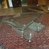 Modernist Scupltural Glass Signed Tea Cart