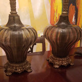 Pair Of Mid Century Modern Hollywood Regency Pair Of Venetian Lamps