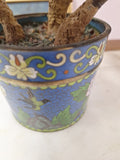 2 Hand Painted Japanese Flower Pots With Artificial Flowers With Jade 3.5" Diam