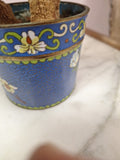 2 Hand Painted Japanese Flower Pots With Artificial Flowers With Jade 3.5" Diam
