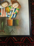Stylized Signed Painting Of Kids Playing Music Reminiscent of Joyce Royball - Diamonds Sapphires Rubies Emeralds